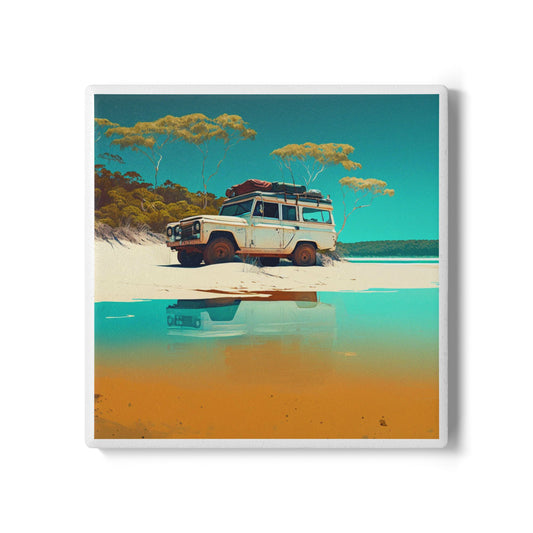 Fraser Drive Ceramic Coaster – Vintage Beach Adventure Gift