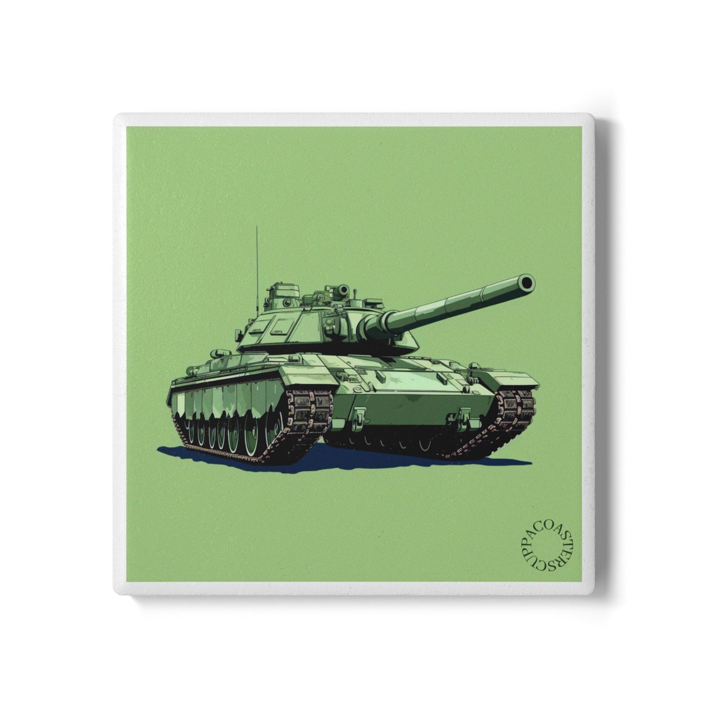 🪖 “Green Machine” Ceramic Coaster – Vintage Armour Series