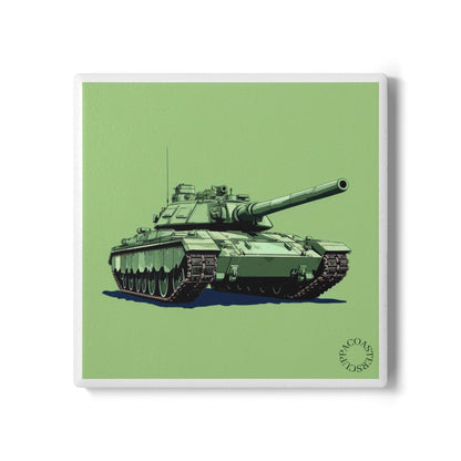 🪖 “Green Machine” Ceramic Coaster – Vintage Armour Series