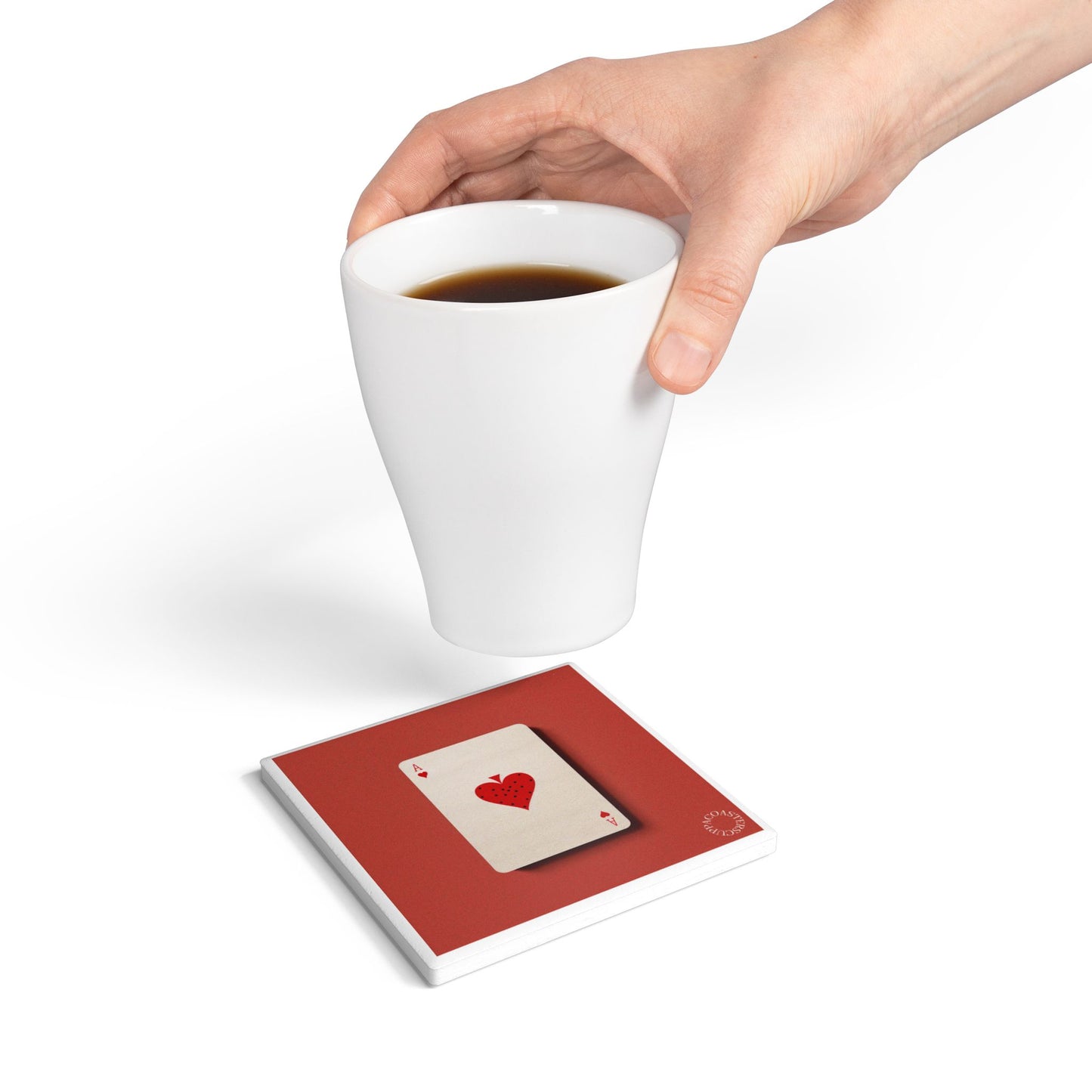 ♥️ “Ace of Hearts” Ceramic Coaster – Vintage Playing Card Collection