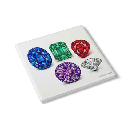 Gemstone Cluster Ceramic Coaster – Luxe & Clarity Edition 💎🧘