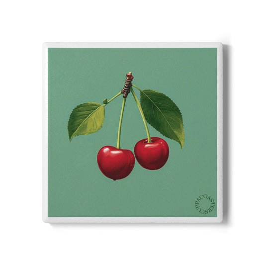 🍒 “Cherry Picked” Ceramic Coaster – Sweet Style, Minimalist Perfection
