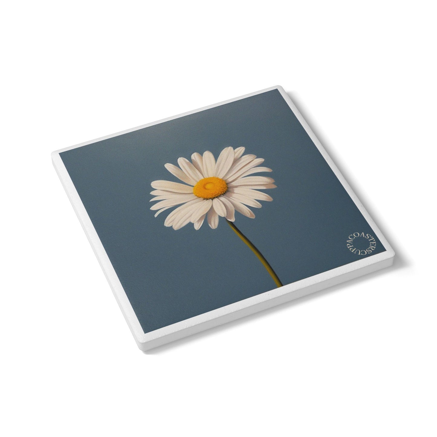 🌼 Daisy Ceramic Coaster – Pure & Simple