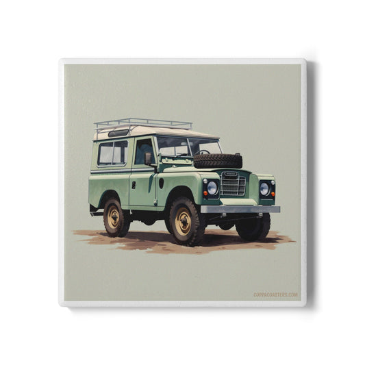 Vintage Land Rover 4x4 Ceramic Coaster – Retro Car Lover Gift