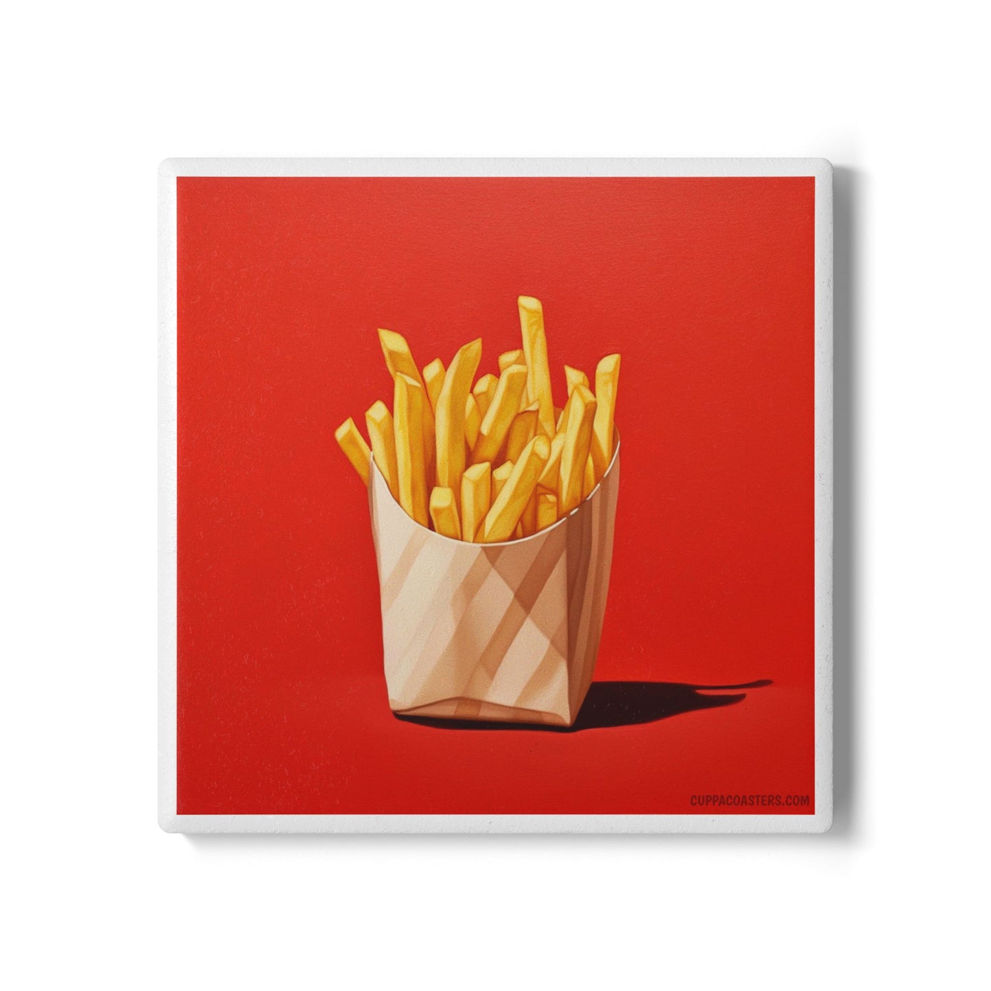 Fries With That – Ceramic Drinks Coaster with Bold French Fry Artwork