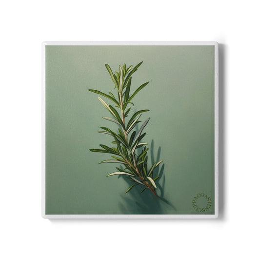 🌿 The Rosemary Sprig Ceramic Coaster – Freshness & Simplicity