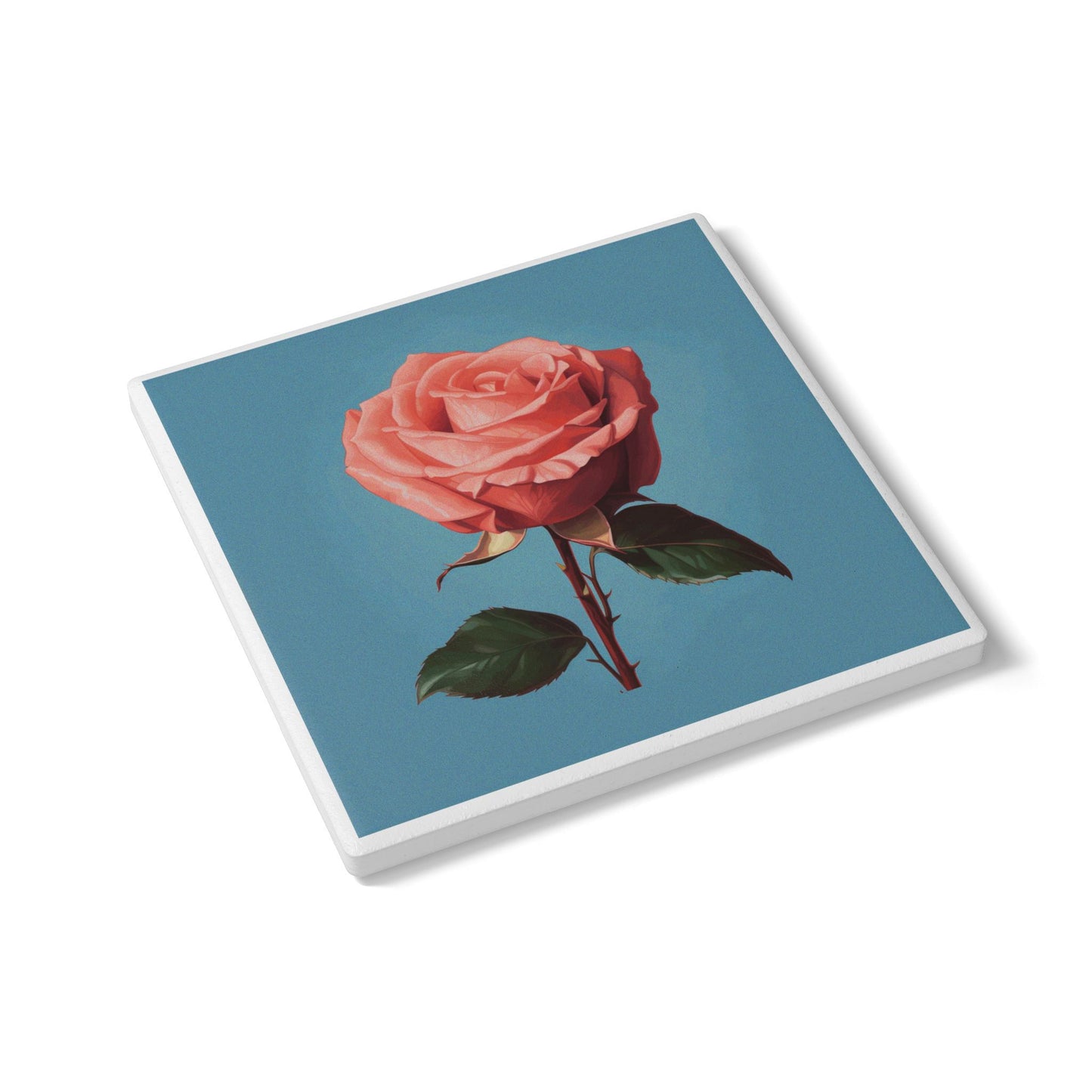 Rose Ceramic Coaster – Elegant Floral Gift