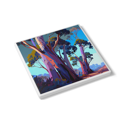 Gumtrees Ceramic Coaster – Vibrant Nature Art Gift