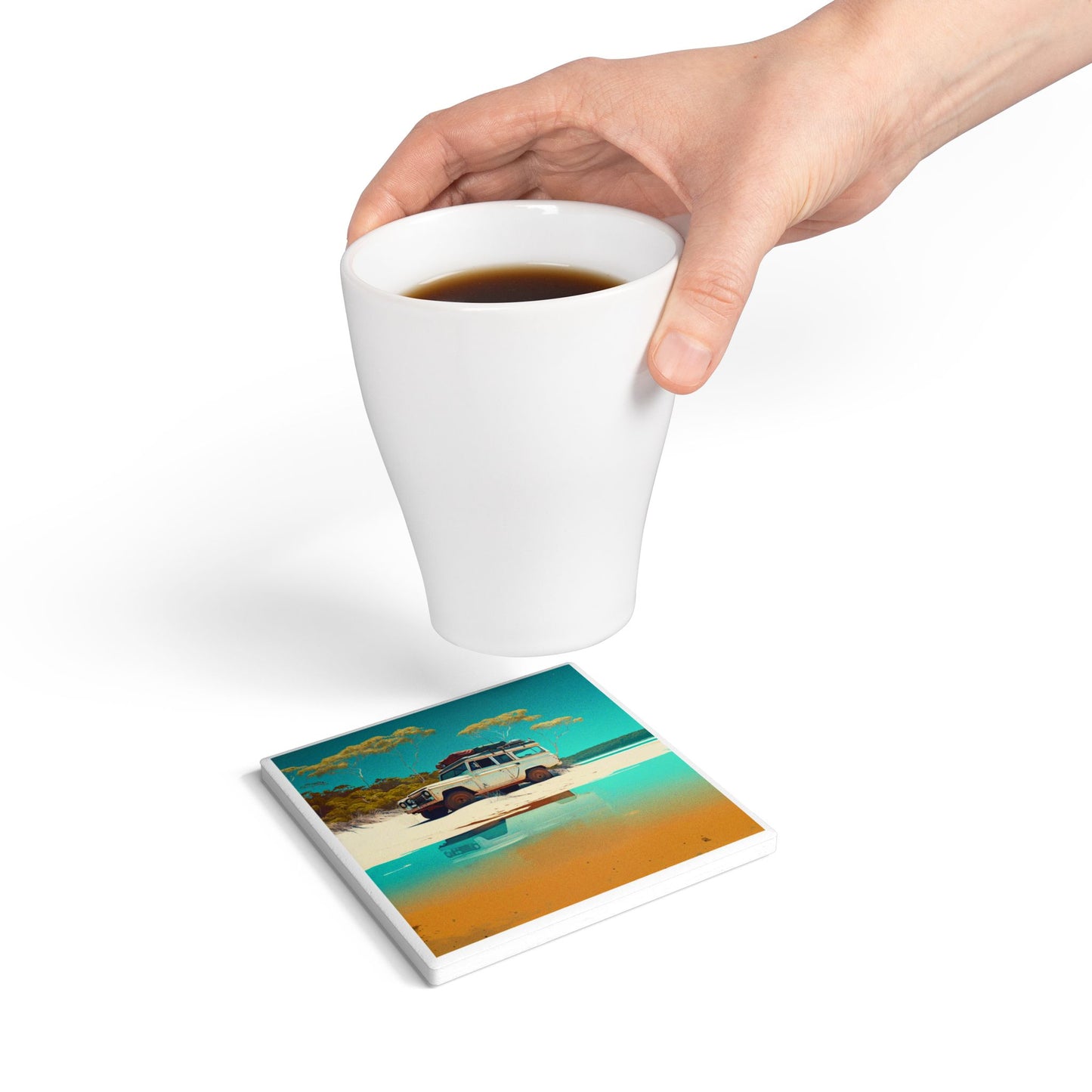 Fraser Drive Ceramic Coaster – Vintage Beach Adventure Gift