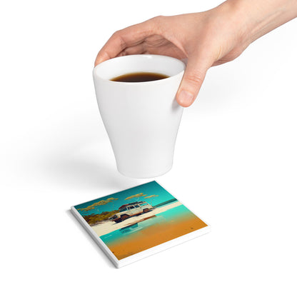 Fraser Drive Ceramic Coaster – Vintage Beach Adventure Gift