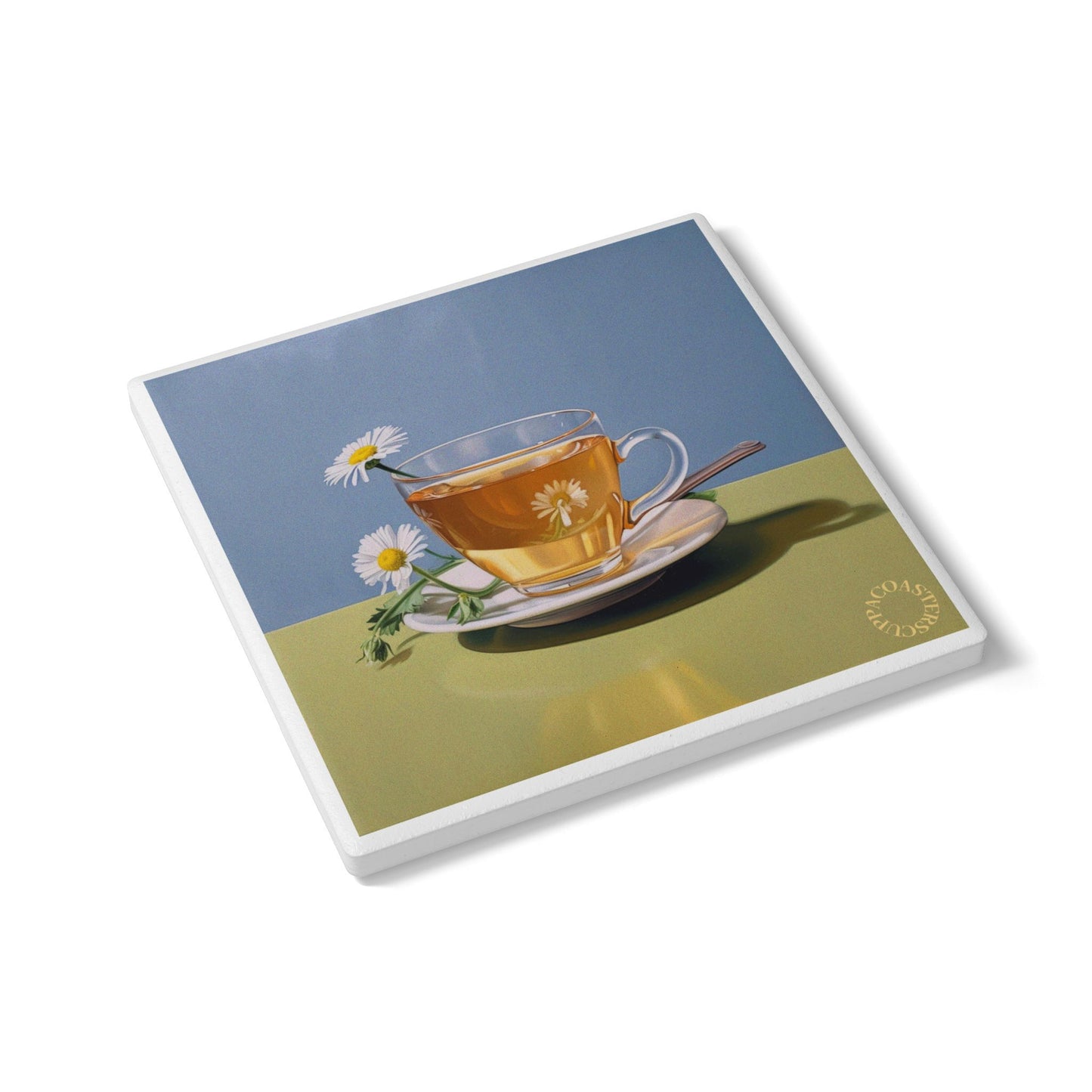 🍵 Chamomile Tea Ceramic Coaster – Tranquil Brew Edition