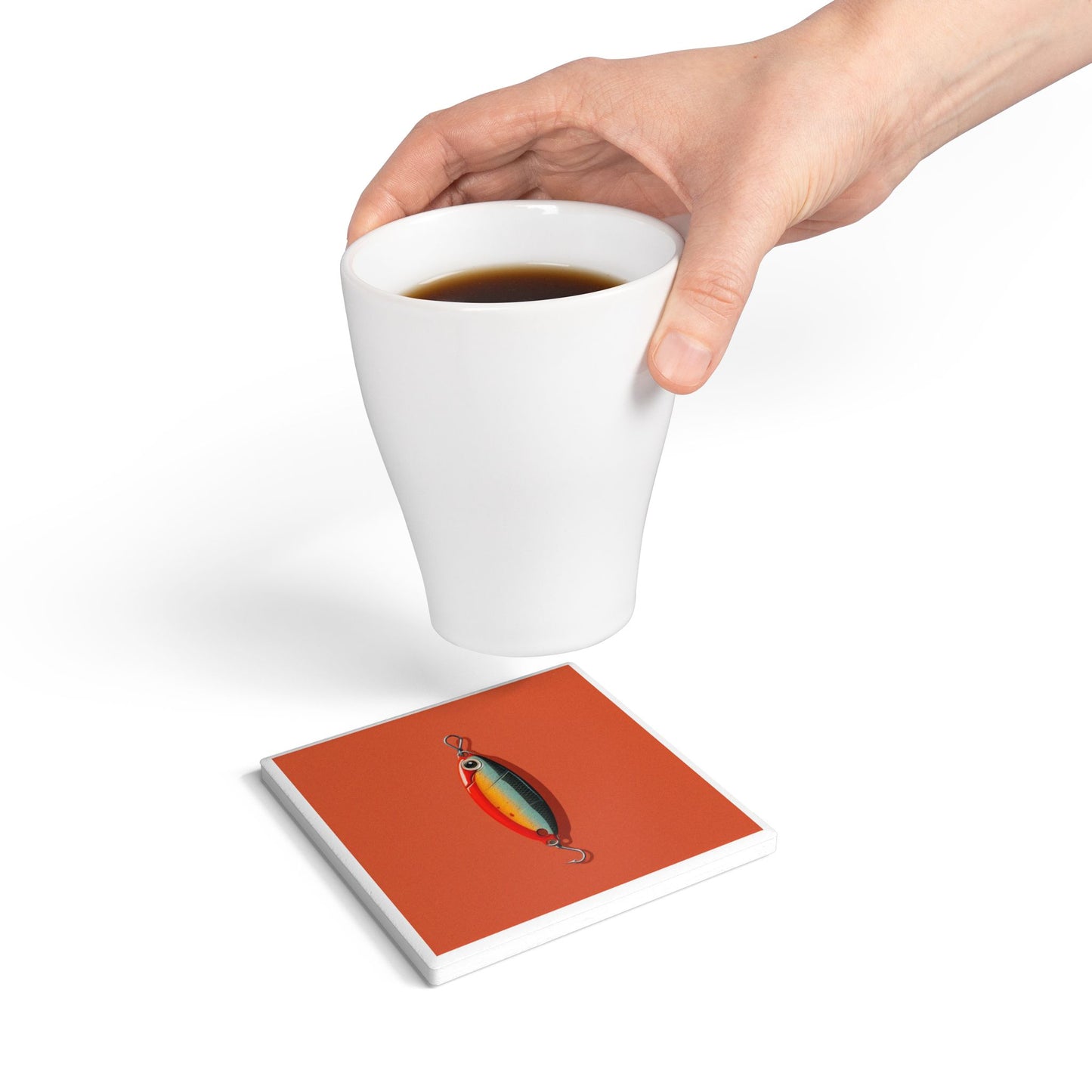 Hooked Ceramic Coaster – For Drinks That Catch Attention 🎣🟥