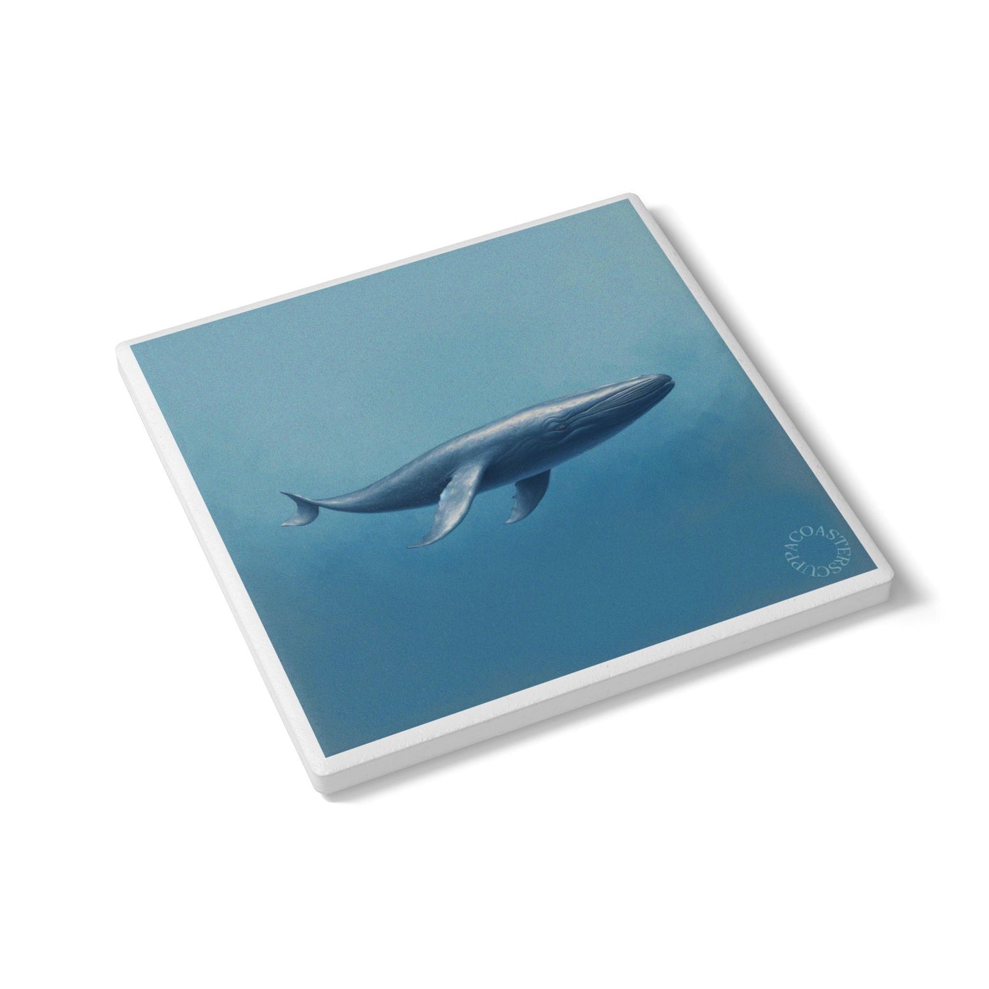 🐋 Blue Depths Ceramic Coaster – Tranquil Whale Ocean Art