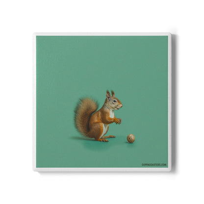 Nutty Buddy Ceramic Coaster – Woodland Whimsy Edition 🐿️🌳