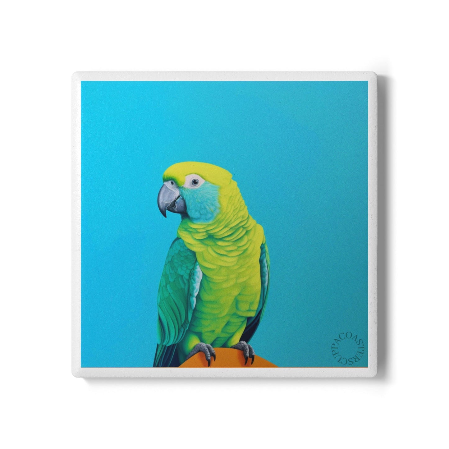🦜 The Tropical Parrot Ceramic Coaster – Bright & Exotic