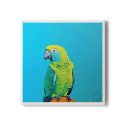 🦜 The Tropical Parrot Ceramic Coaster – Bright & Exotic