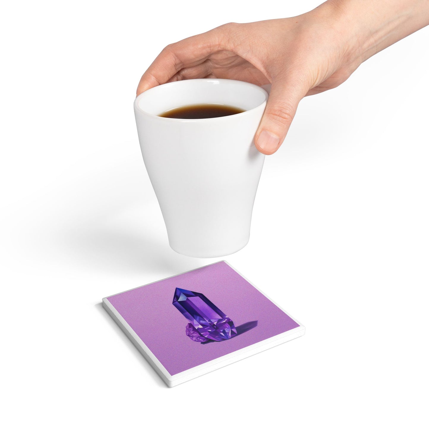 Amethyst Ceramic Drinks Coaster – Gemstone Home Décor