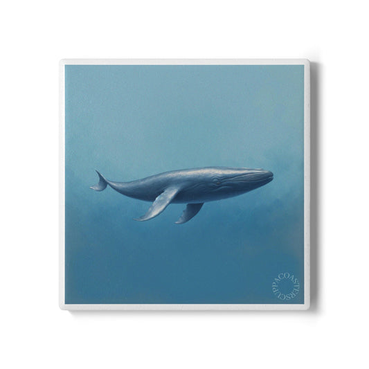 🐋 Blue Depths Ceramic Coaster – Tranquil Whale Ocean Art