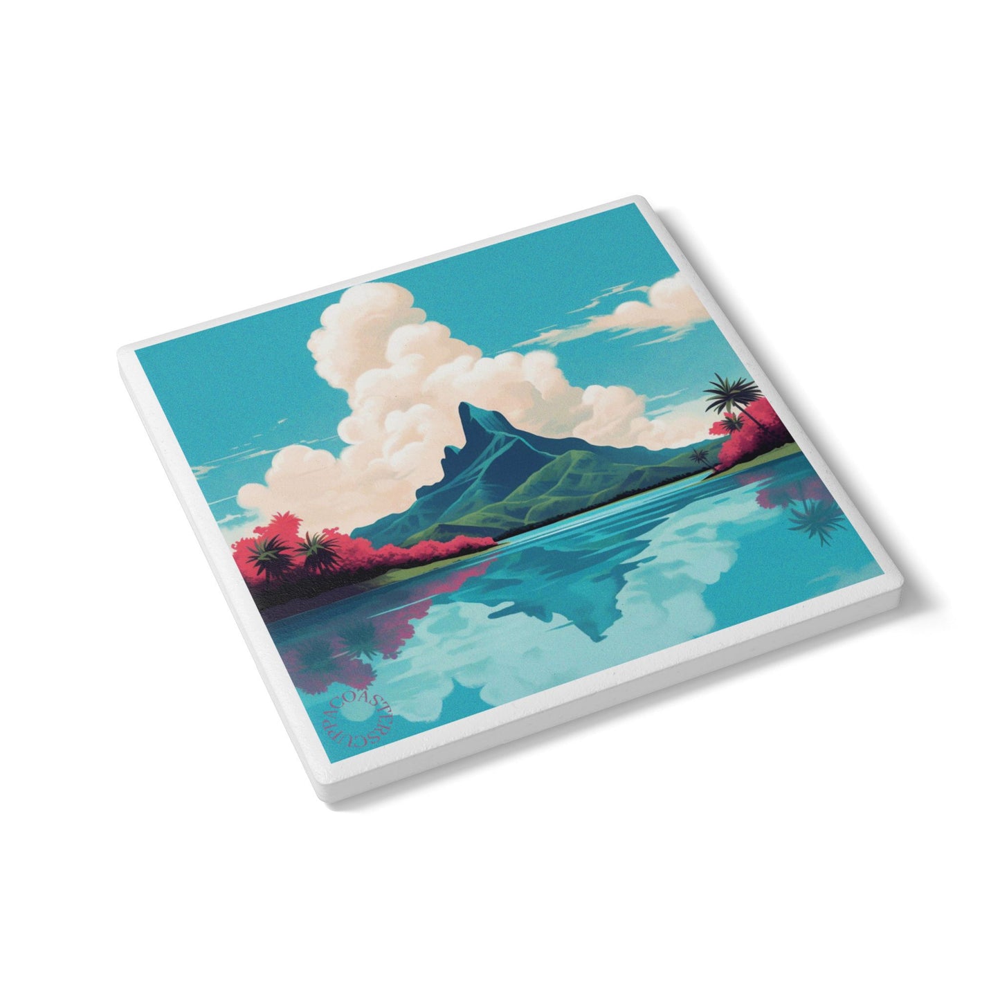 🏝️ The Island Mirage Ceramic Coaster – Tropical Calm & Colour