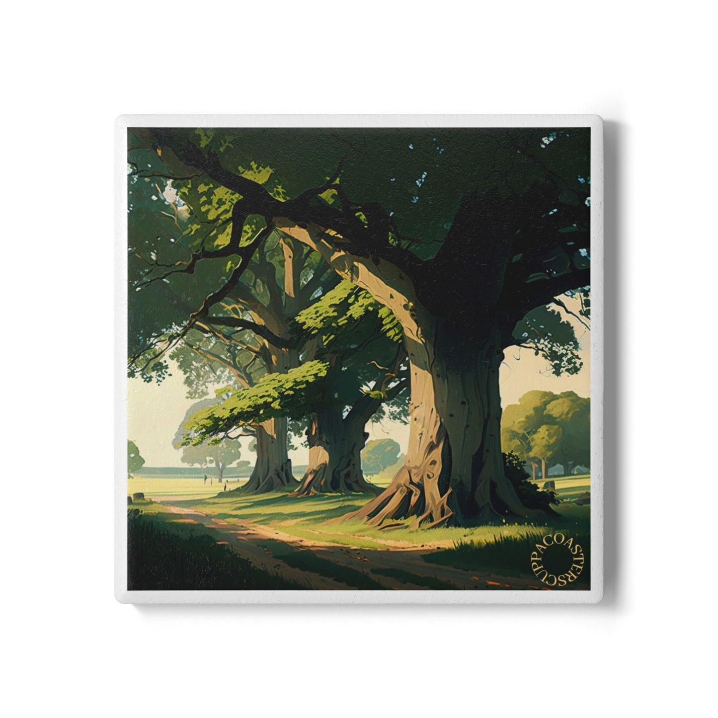 🌳 The Woodland Path Ceramic Coaster – Nature & Stillness