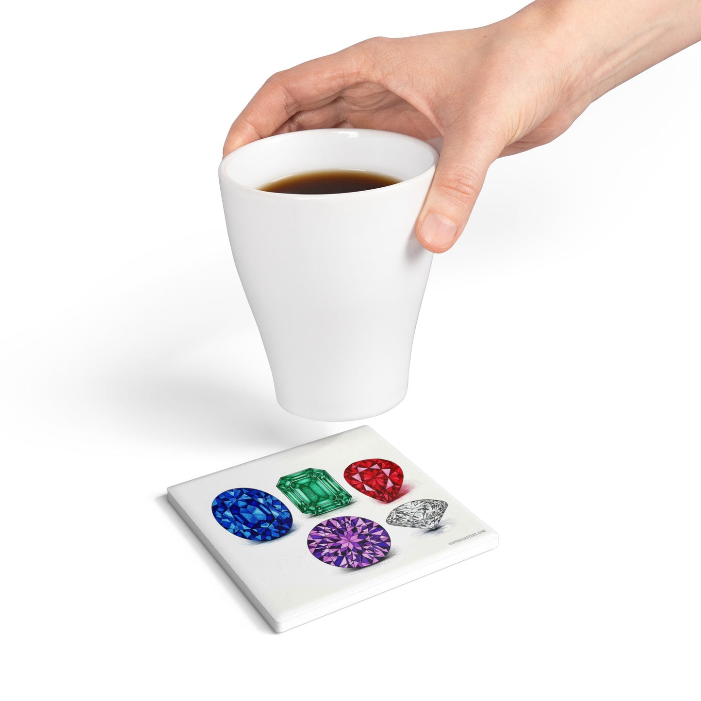 Gemstone Cluster Ceramic Coaster – Luxe & Clarity Edition 💎🧘