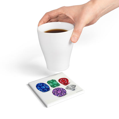 Gemstone Cluster Ceramic Coaster – Luxe & Clarity Edition 💎🧘