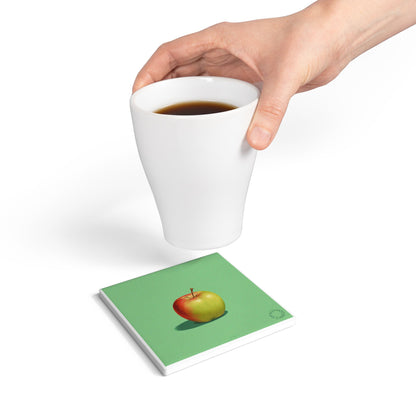 🍏 Fresh Pick Ceramic Coaster – Crisp, Simple, Perfectly Sweet