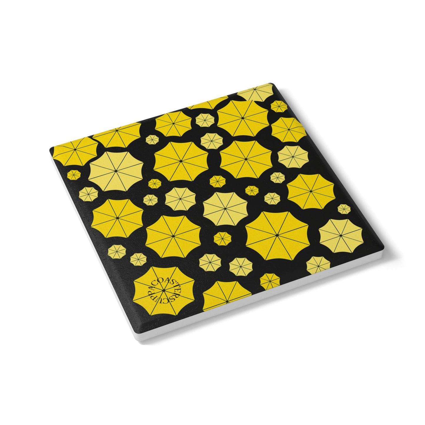 Yellow Umbrella Pattern Ceramic Coaster Set