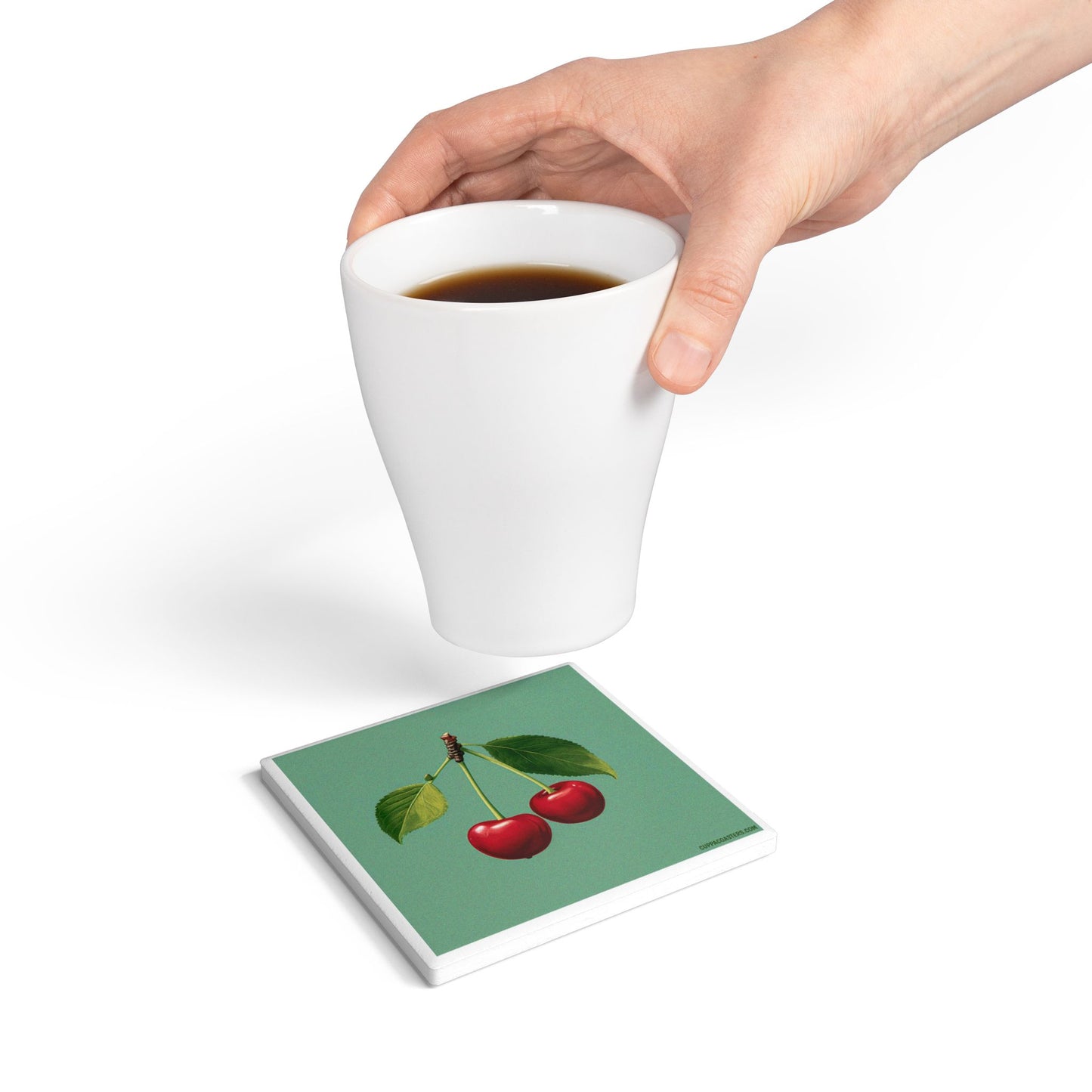 Cherry Picked Ceramic Coaster – Sweet, Simple, Selected 🍒🌿