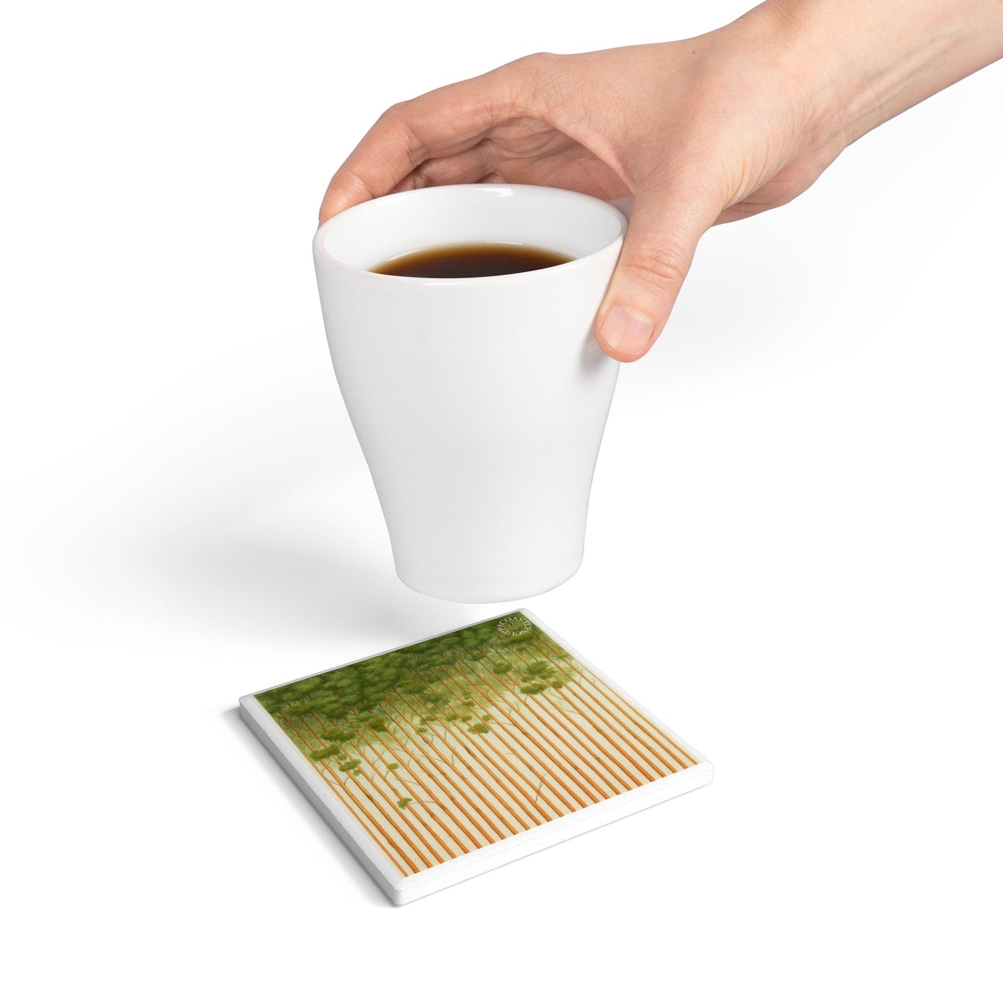 🌲 Whispering Pines Ceramic Coaster – Forest Harmony