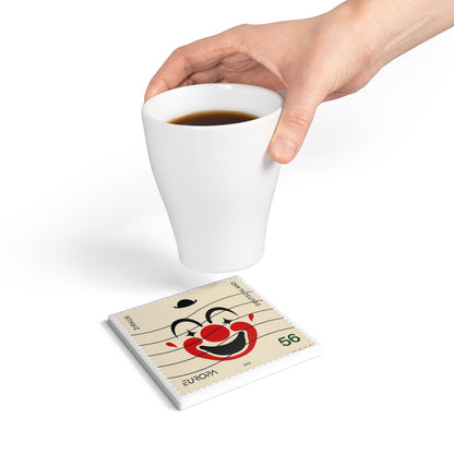 Zirkus Clown Ceramic Drinks Coaster – Postage Paid in Laughter 🎪