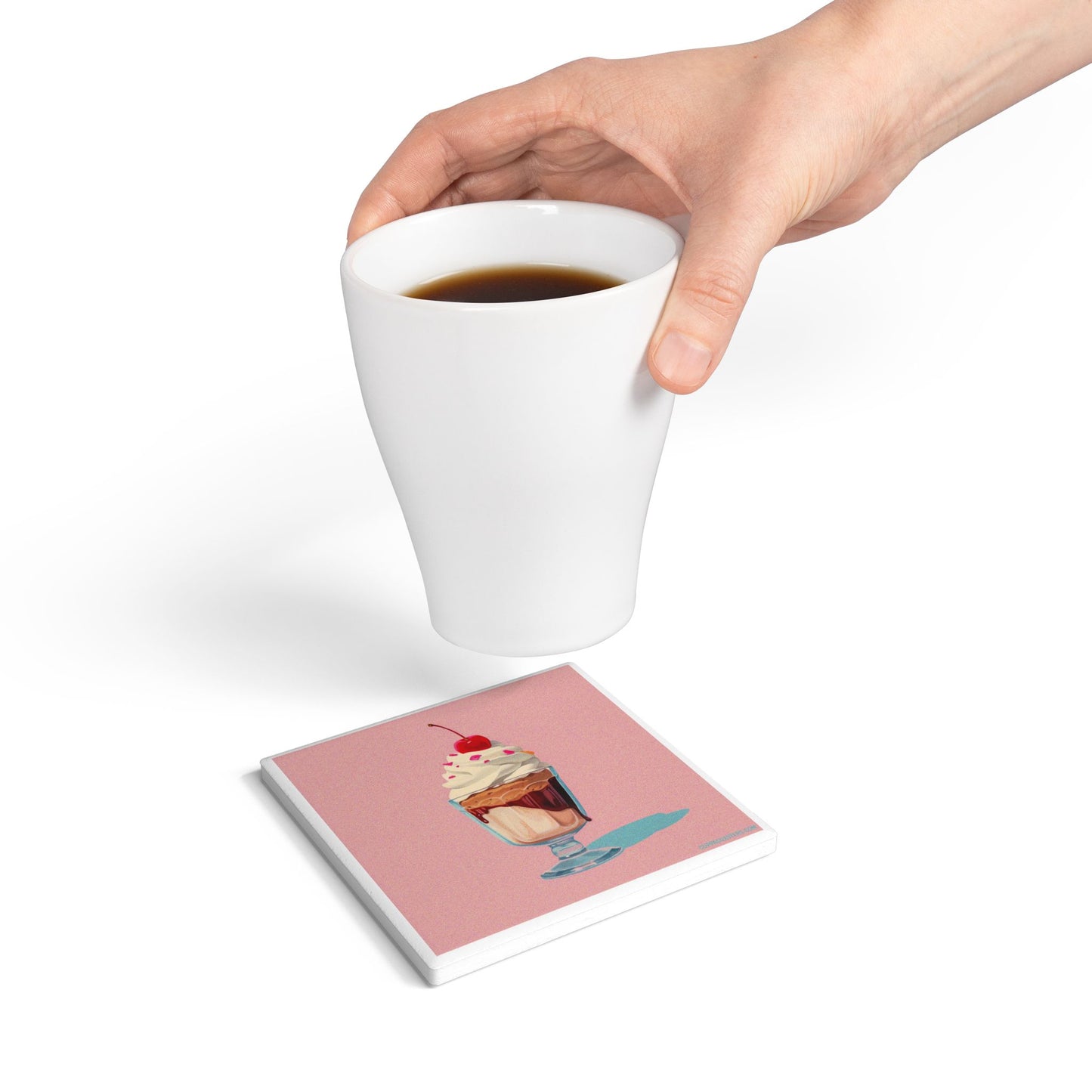 Sundae Best Ceramic Coaster – Scoop Up the Sweet Life 🍨💗