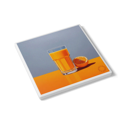 🍊 “Morning Squeeze” Ceramic Coaster – Fresh Starts, Bold Colour