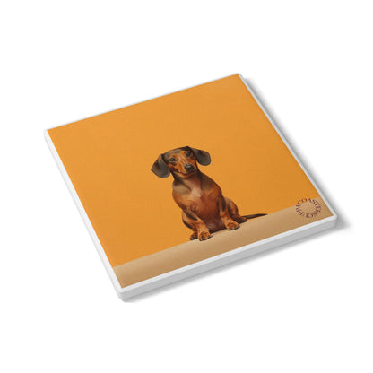 🐾 Dachshund Ceramic Coaster – Little Legend
