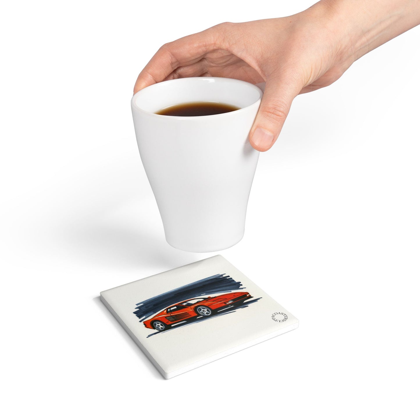 Italian Red Supercar Ceramic Coaster – Iconic 80s Speed & Style 🚗🔥