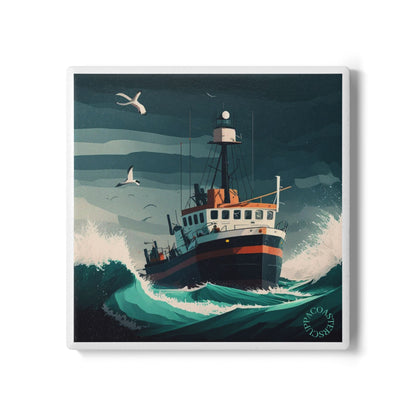 🚢 The North Sea Voyage Ceramic Coaster – Strength & Serenity