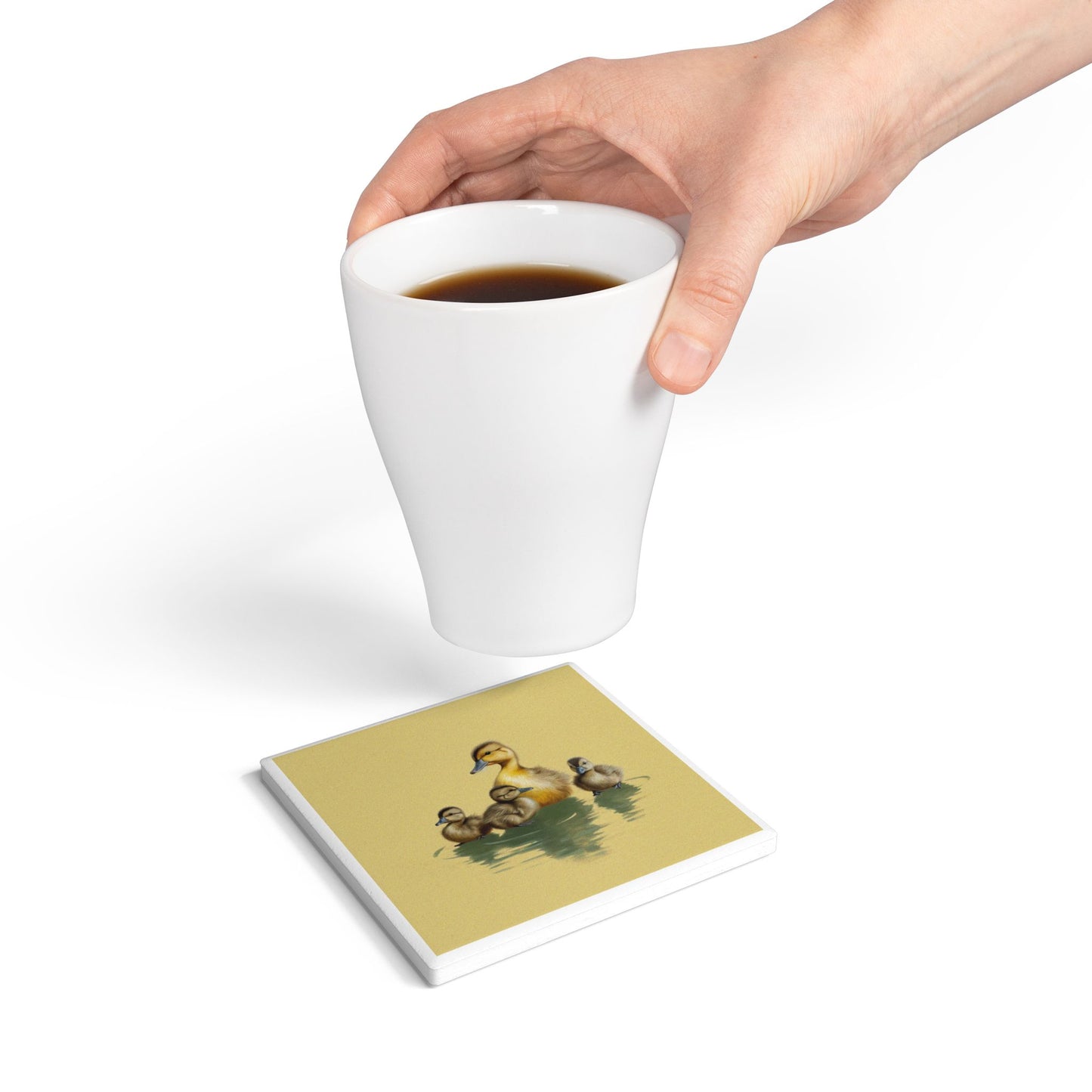 Ducklings Ceramic Drinks Coaster – Charming Nature Wildlife Art