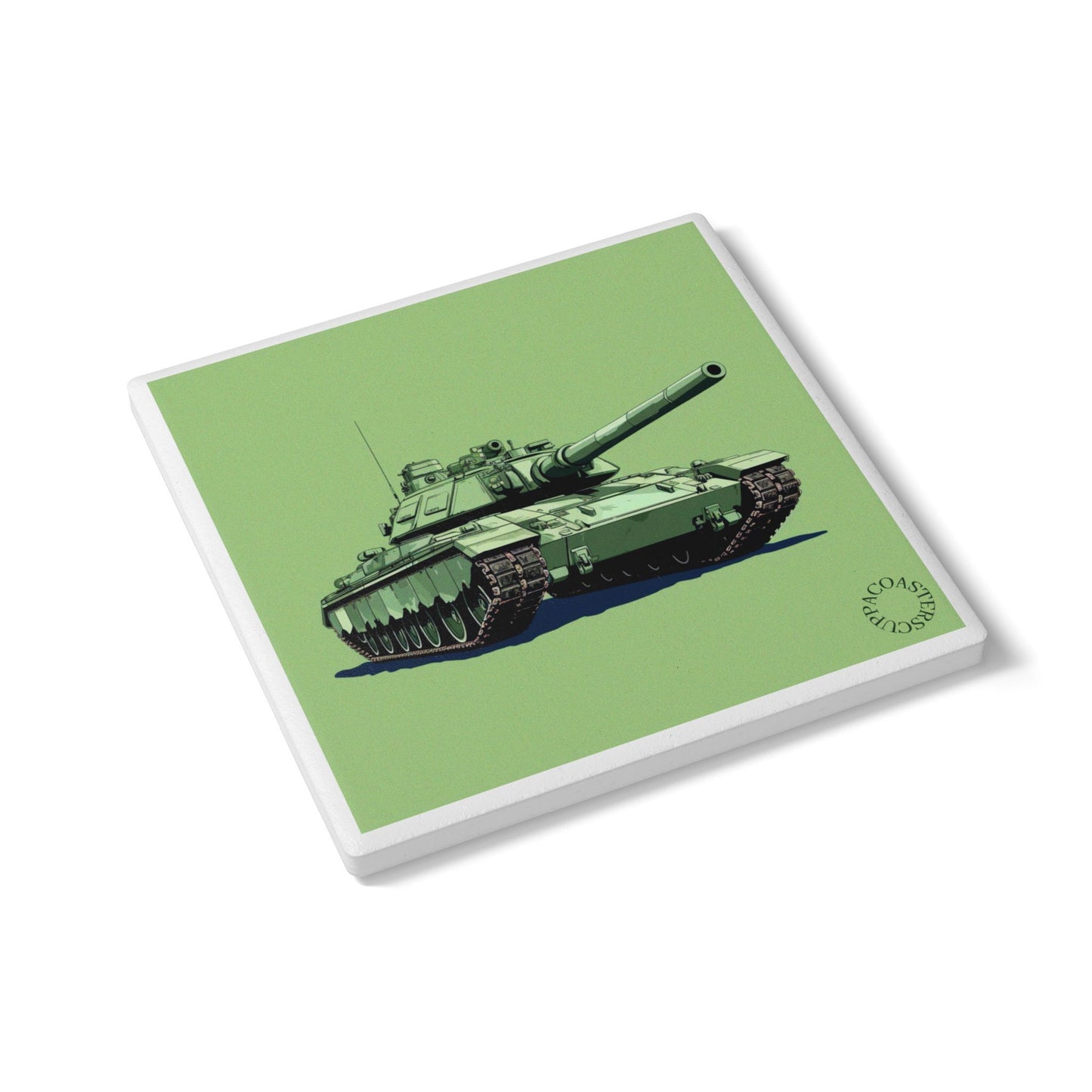 🪖 “Green Machine” Ceramic Coaster – Vintage Armour Series