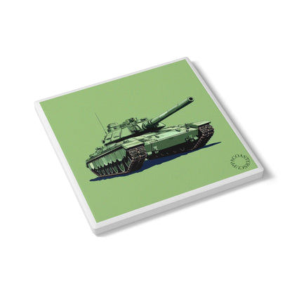 🪖 “Green Machine” Ceramic Coaster – Vintage Armour Series