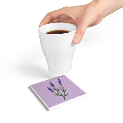 Lavender Calm Ceramic Coaster – Botanical Bliss Edition 💜🌿