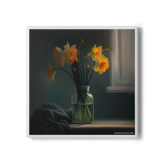 Yellow Bloom Ceramic Coaster – Fresh Vase Edition 🌼🪴