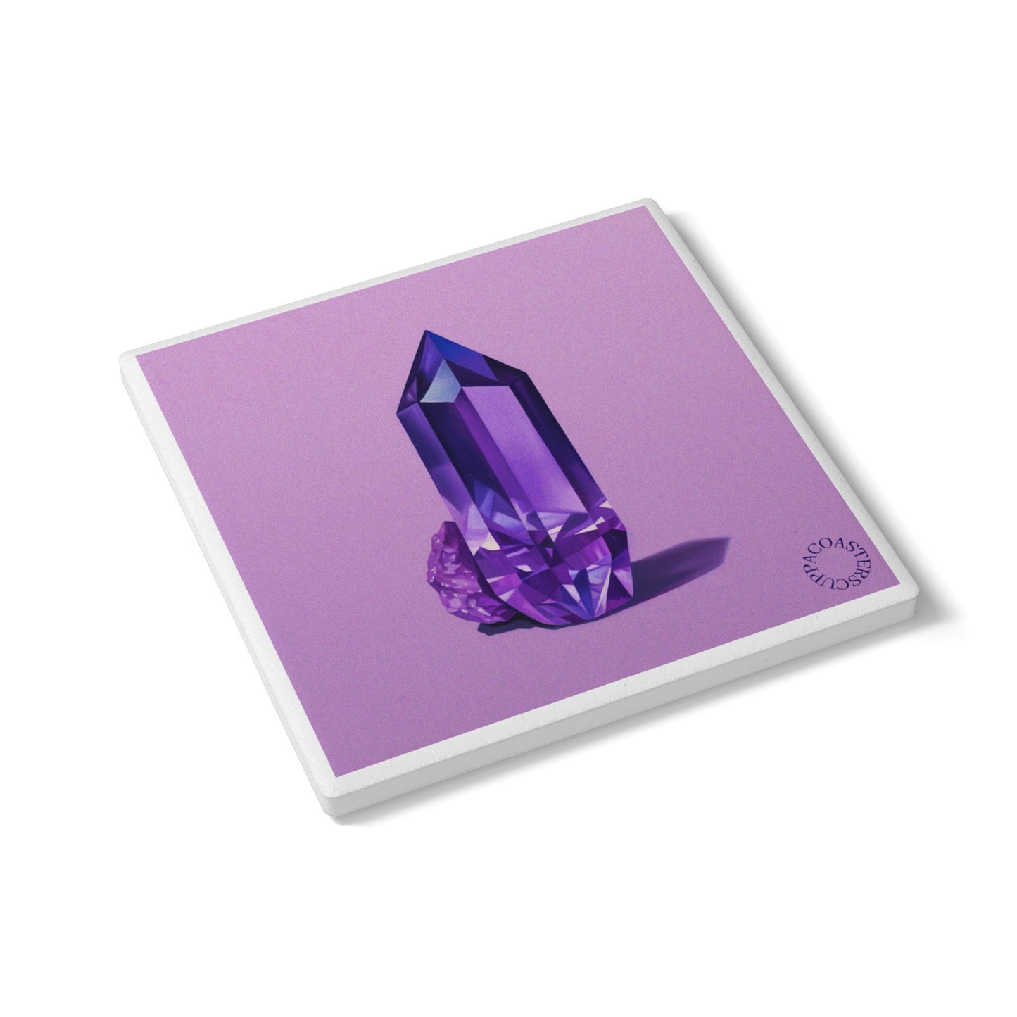 💎 “Amethyst Aura” Ceramic Coaster – Crystal Calm Meets Modern Shine
