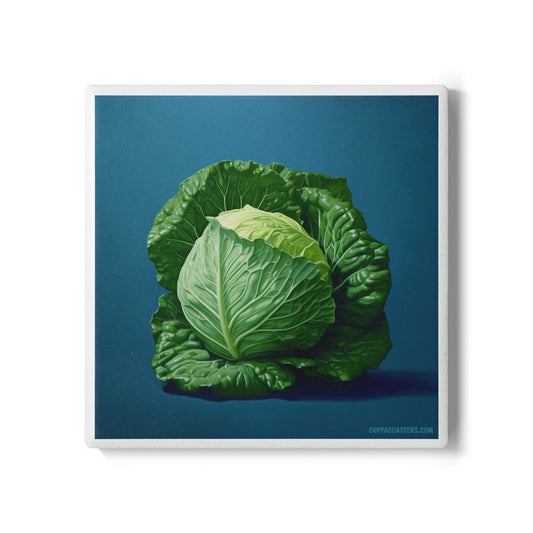 Cabbage Patch Chic Ceramic Coaster – Veggie Vogue in Full Bloom 🥬