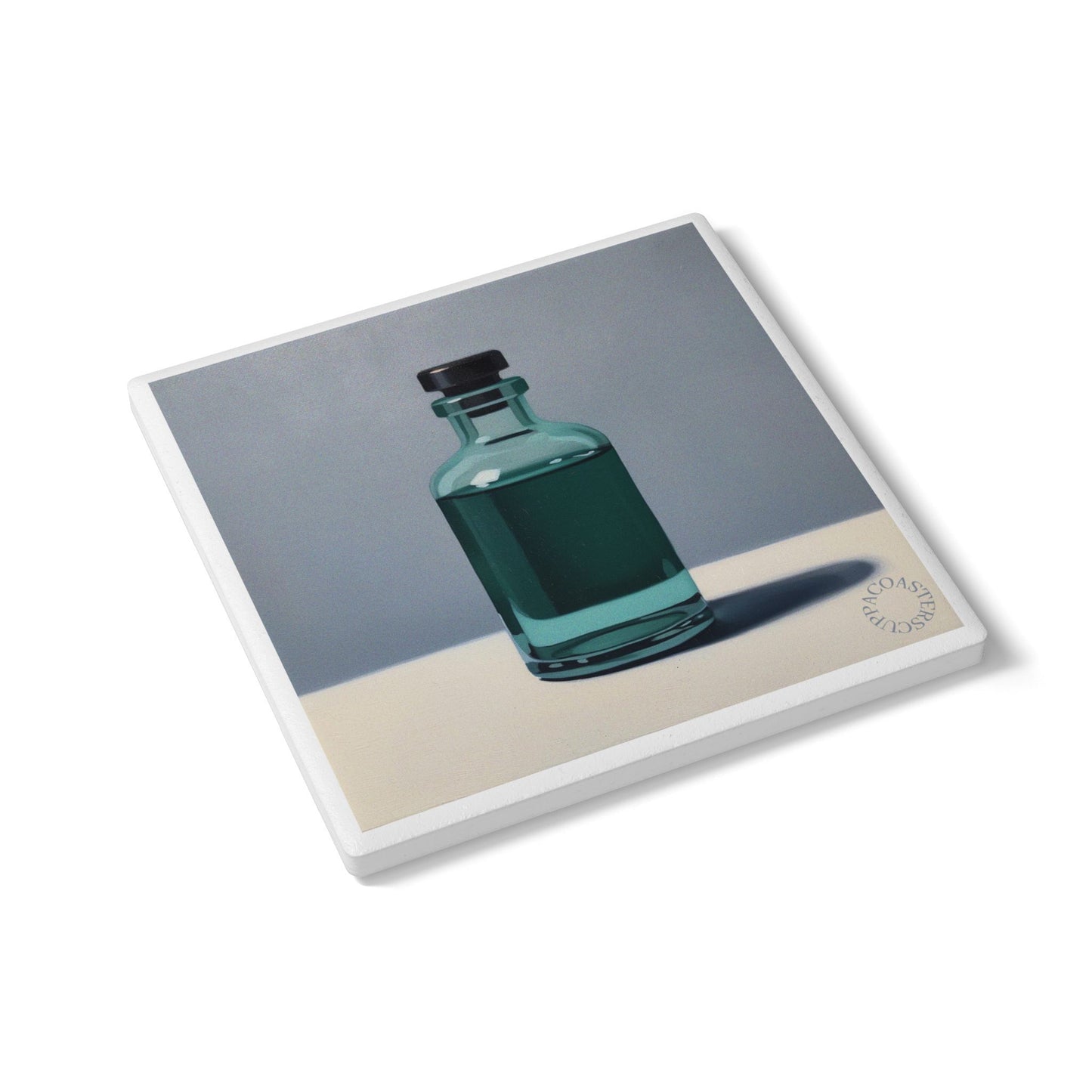 💧 “Aqua Bottle” Ceramic Coaster – Modern Still Life Collection