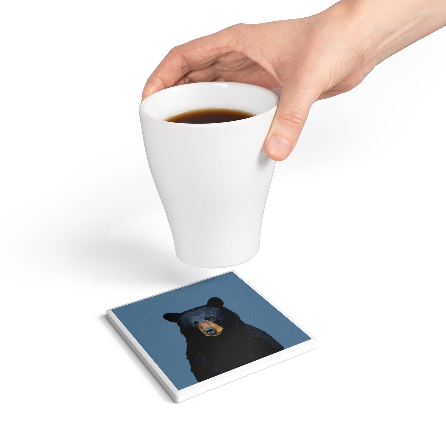 Black Bear Ceramic Drinks Coaster – Forest Wildlife Décor