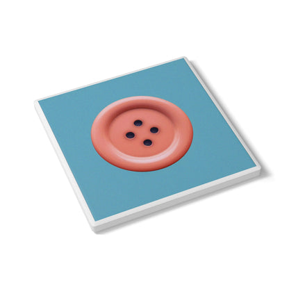 Cute As A Button Ceramic Coaster – Pink Pop Meets Blue Bliss 🎀🔵