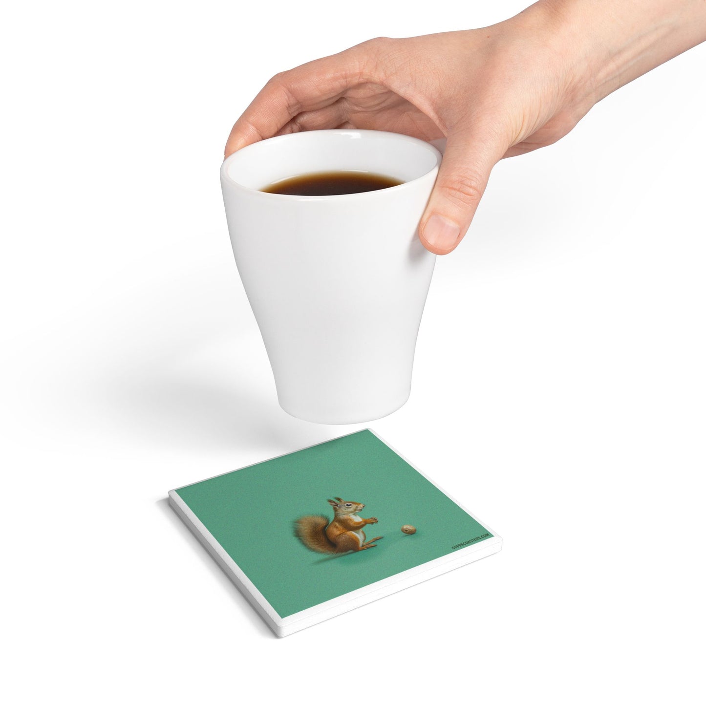 Nutty Buddy Ceramic Coaster – Woodland Whimsy Edition 🐿️🌳