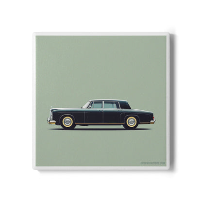 Classic Cruiser Ceramic Coaster – Vintage Ride Edition 🚘💙
