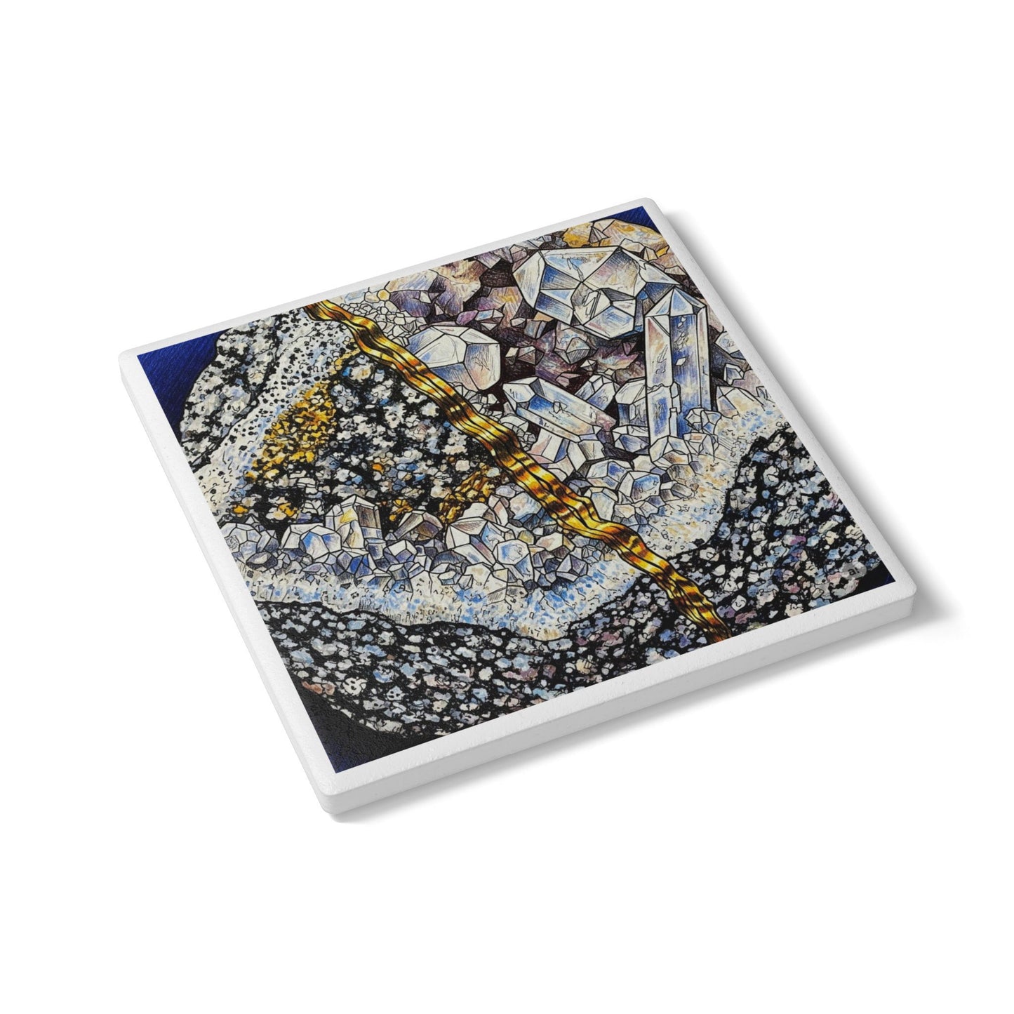 Crystal Grid Ceramic Coaster – Geometry, Glamour & Good Vibes 🔮✨