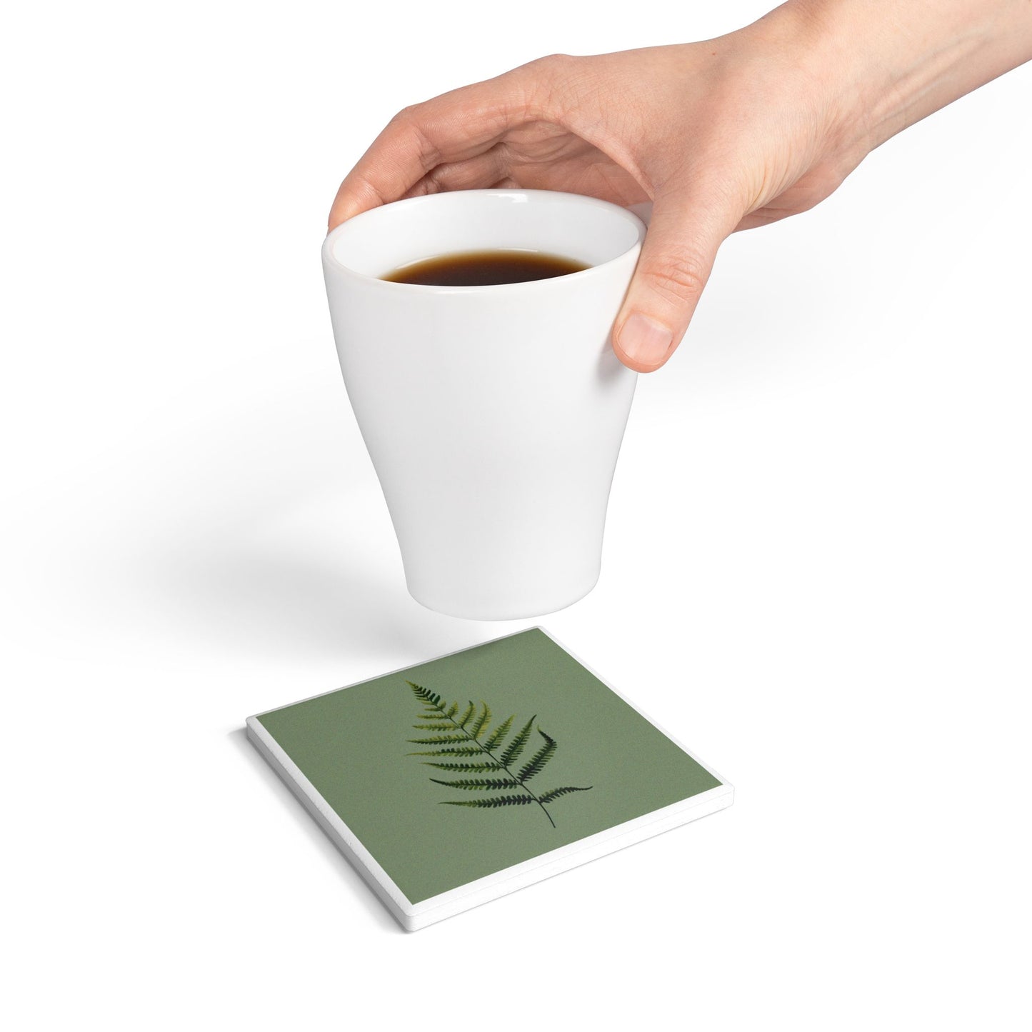 Fern & Form Ceramic Coaster – Nature’s Quiet Statement 🌿🧘